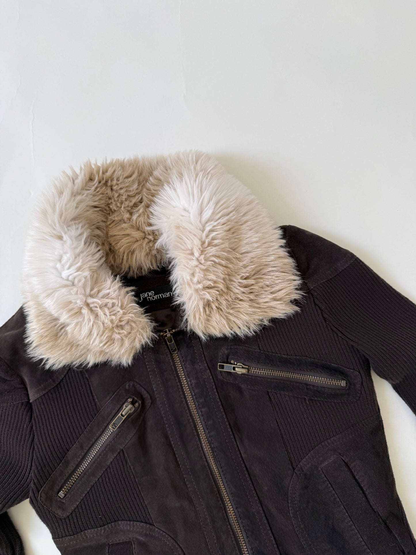 Jane Norman Suede, Faux Fur Buckle Jacket (UK6)
