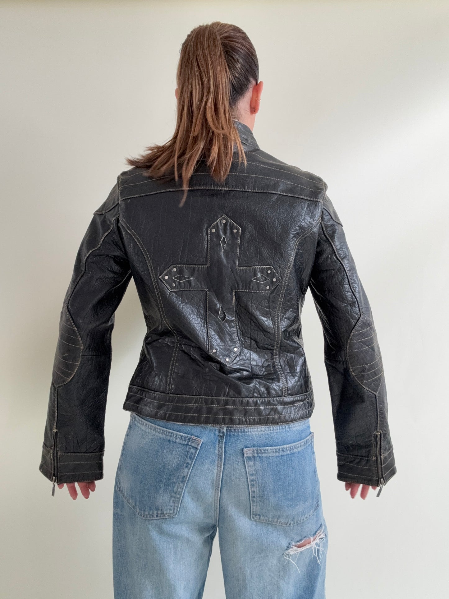 Leather Biker Jacket (L)