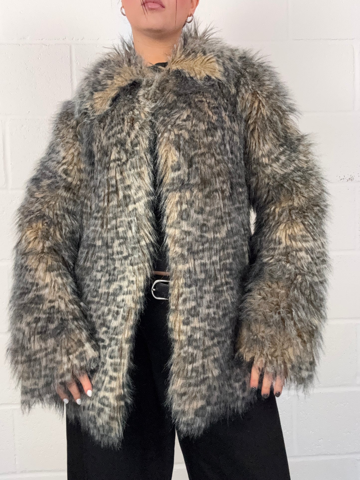 Jane Norman Faux Fur Leopard Jacket (UK8)