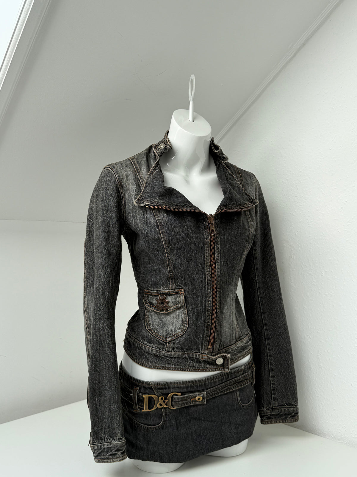 Vintage Guess Denim Biker Jacket (S)