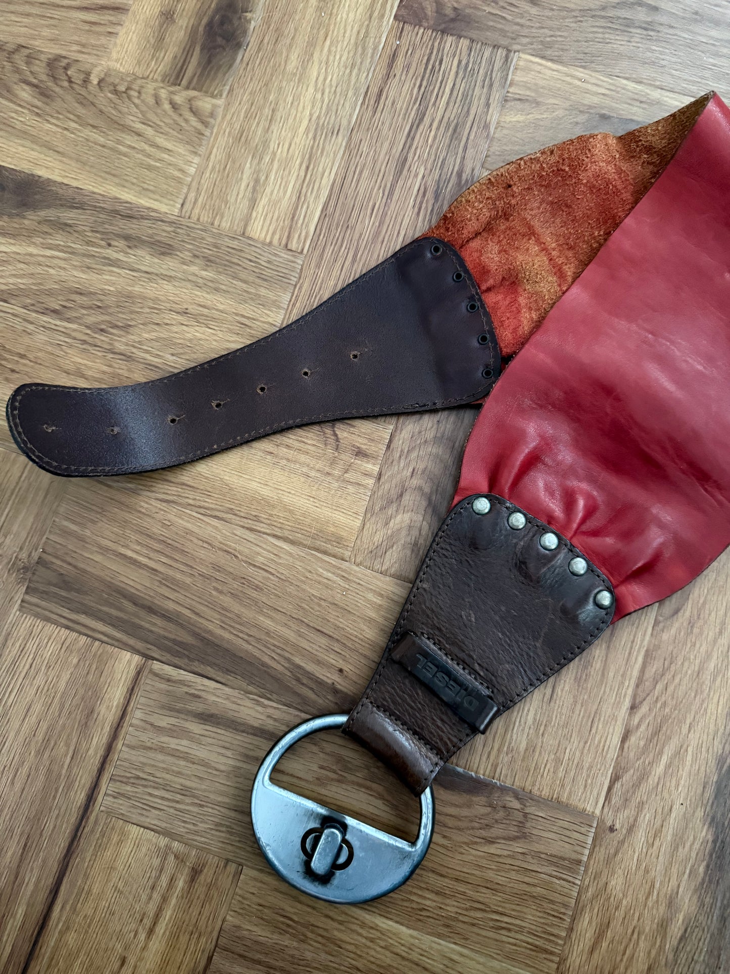 Diesel Thick Red Leather Belt