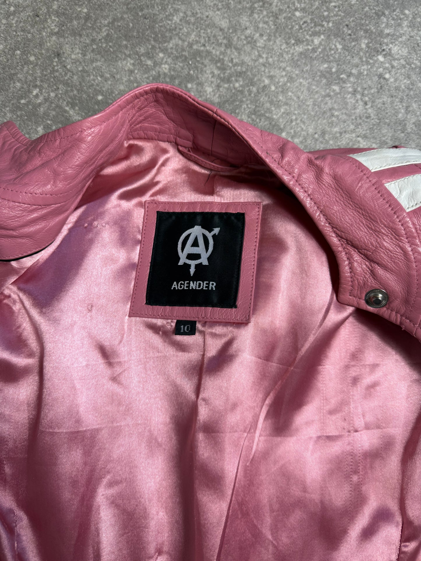 Pink Leather Jacket (UK10)