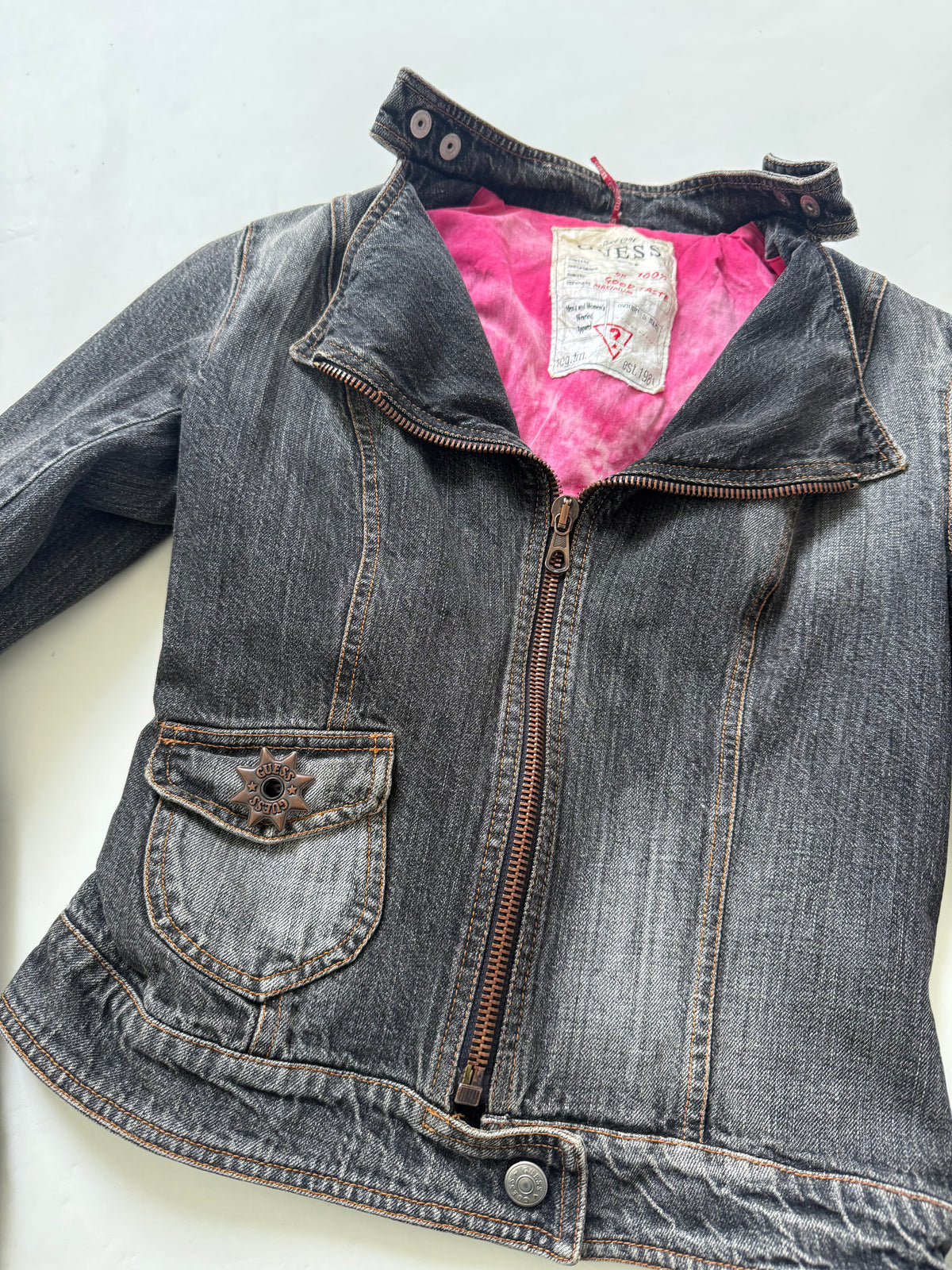 Vintage Guess Denim Biker Jacket (S)