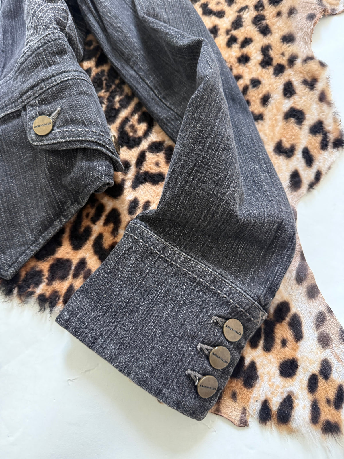 Karen Millen Denim Fitted Jacket (UK8)