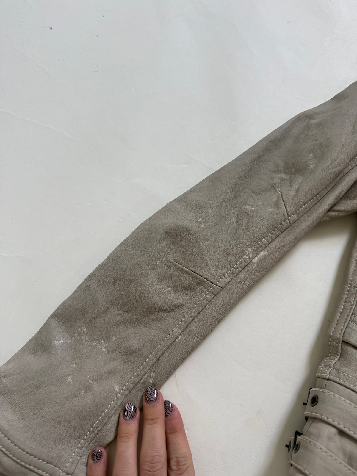 Fitted Leather Cargo Jacket (XS)