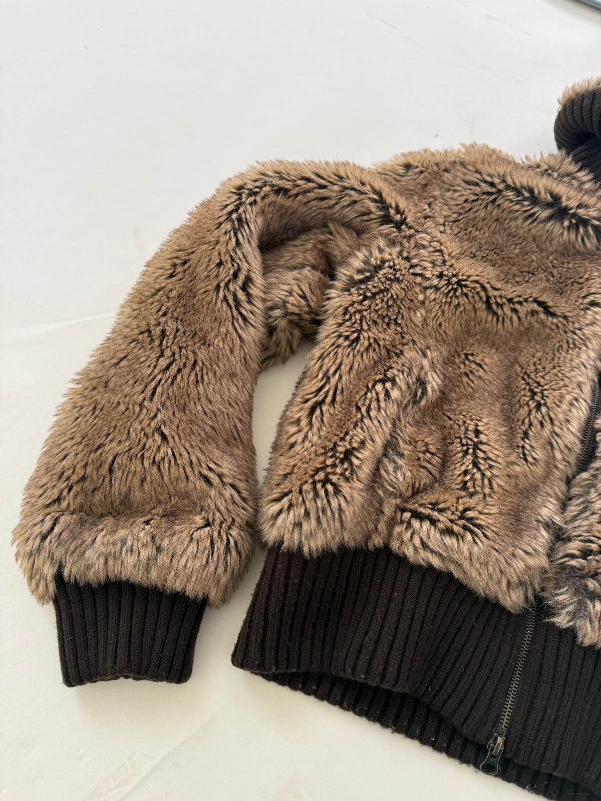 Faux Fur Bomber Jacket (UK16)