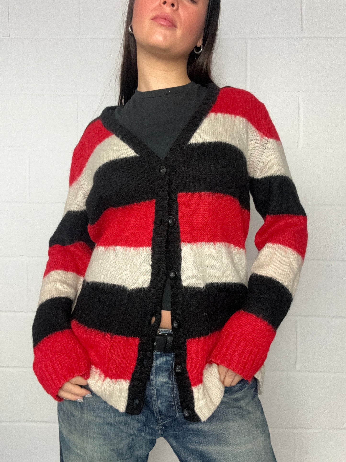 Diesel Mohair Knit Striped Cardigan