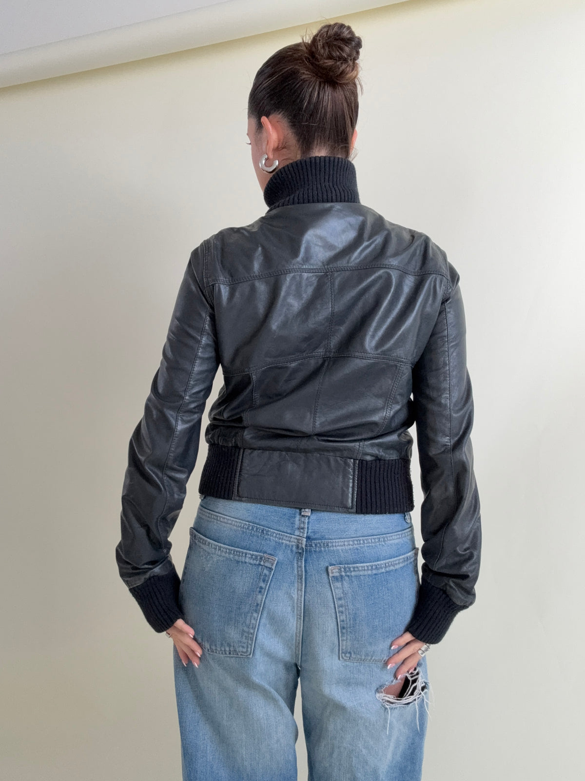 Vintage Leather Cargo Jacket (UK12)