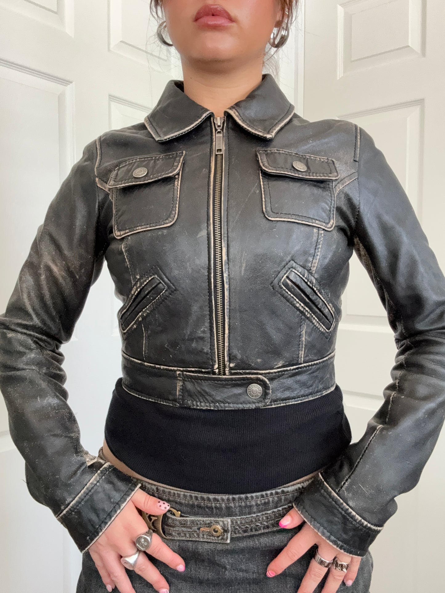 Cropped Leather Jacket (UK10)