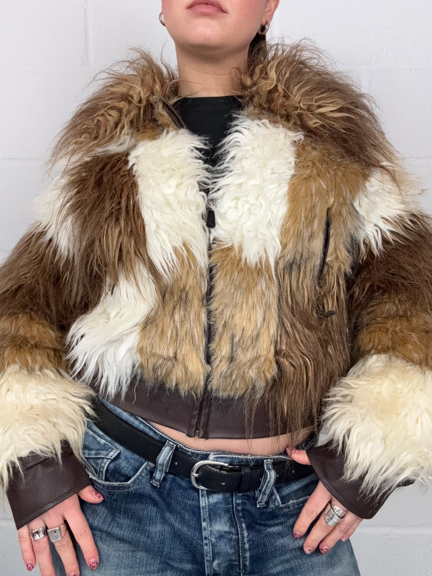 Hooch Faux Fur Patchwork Jacket (UK10)