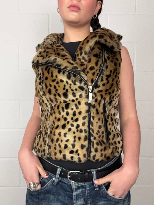 Guess Faux Fur Leopard Gilet (S)