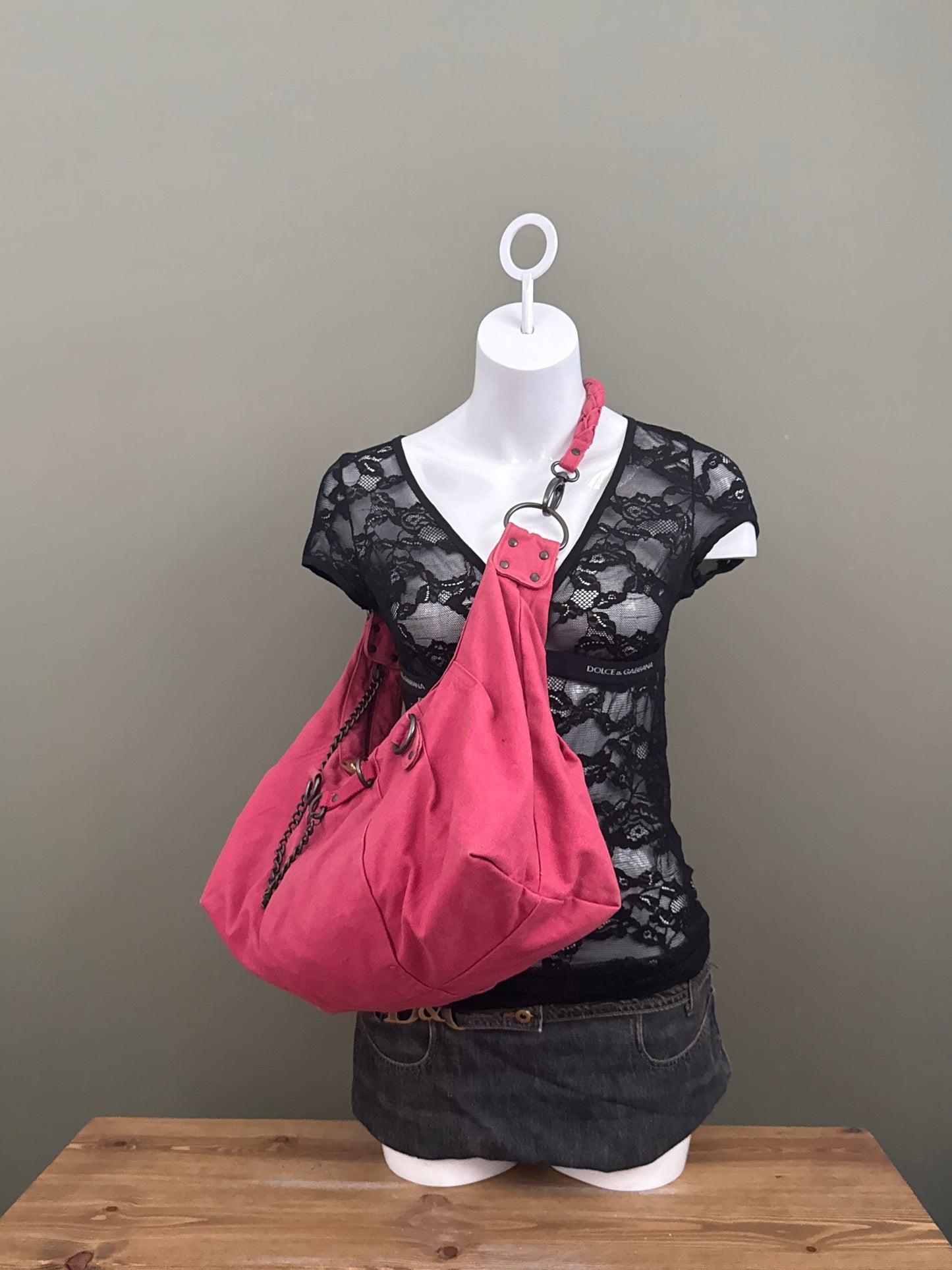 Pink Diesel Slouchy Shoulder Bag