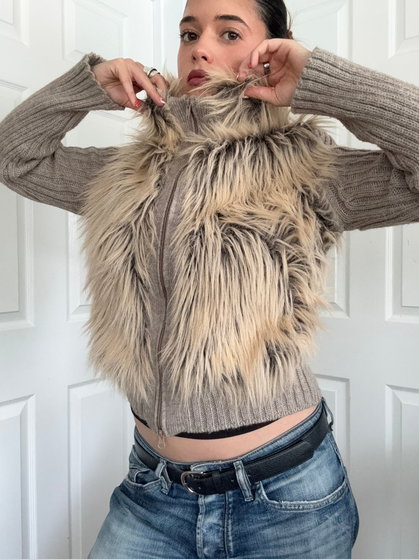Morgan De Toi Faux Fur Double Zip Jumper (S)