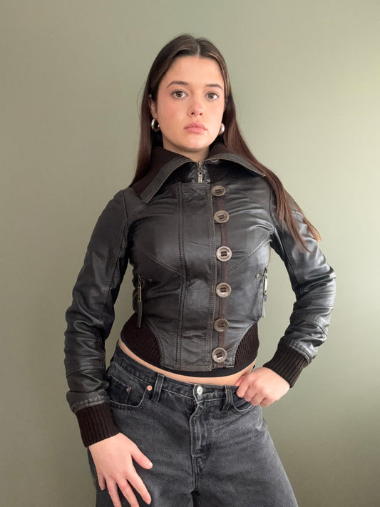 Fitted Leather Jacket (UK8)