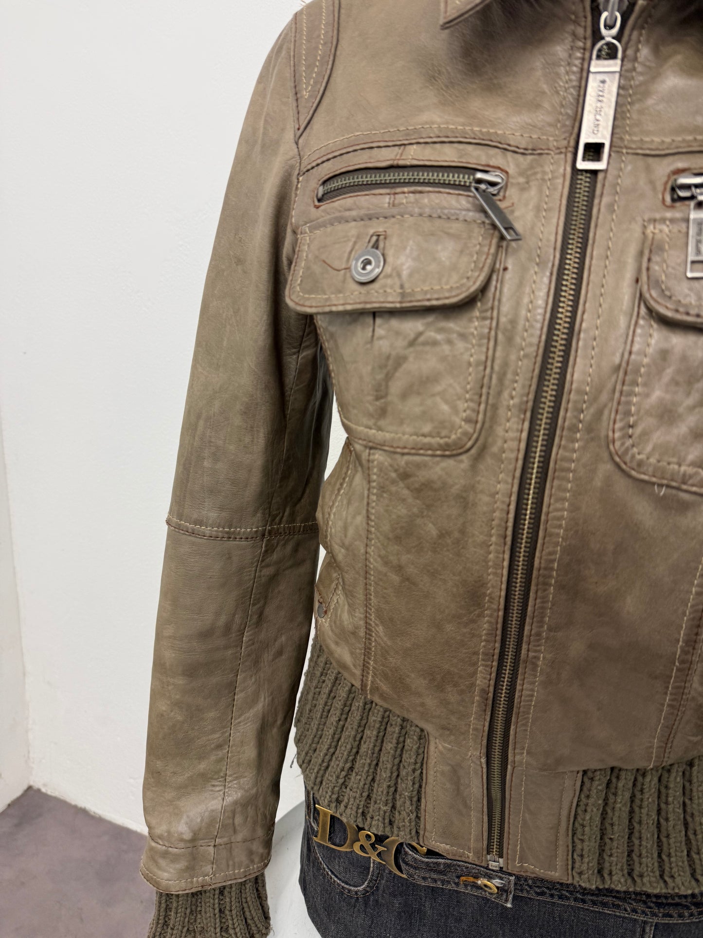 Leather Bomber Jacket (UK12)