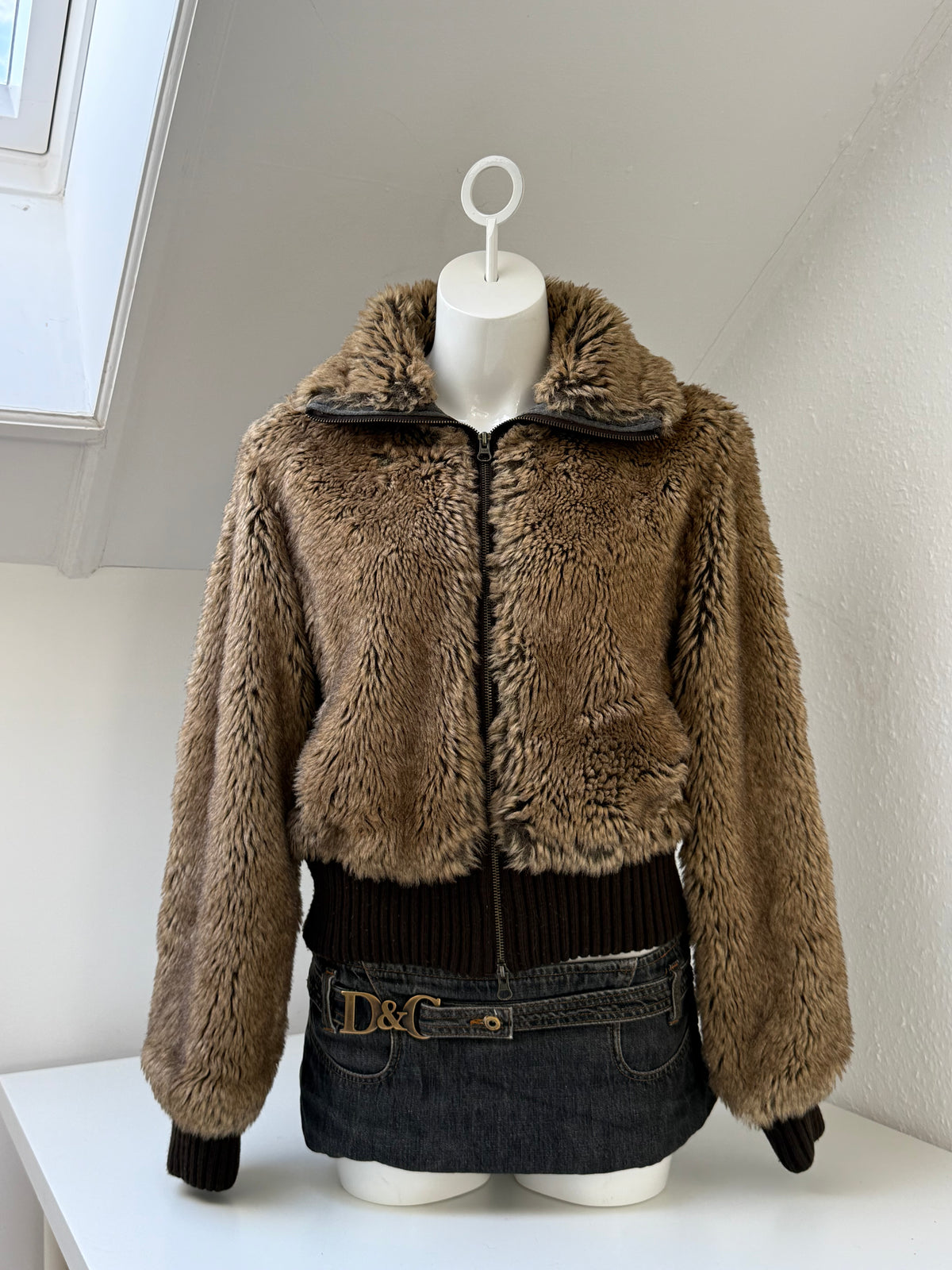 Faux Fur Bomber Jacket (UK16)