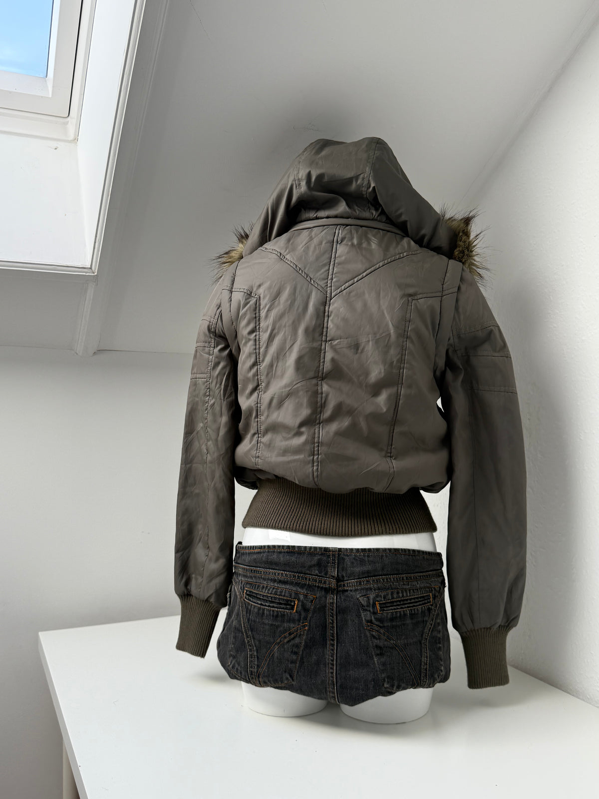 Khaki Y2K Puffer Jacket (UK10)