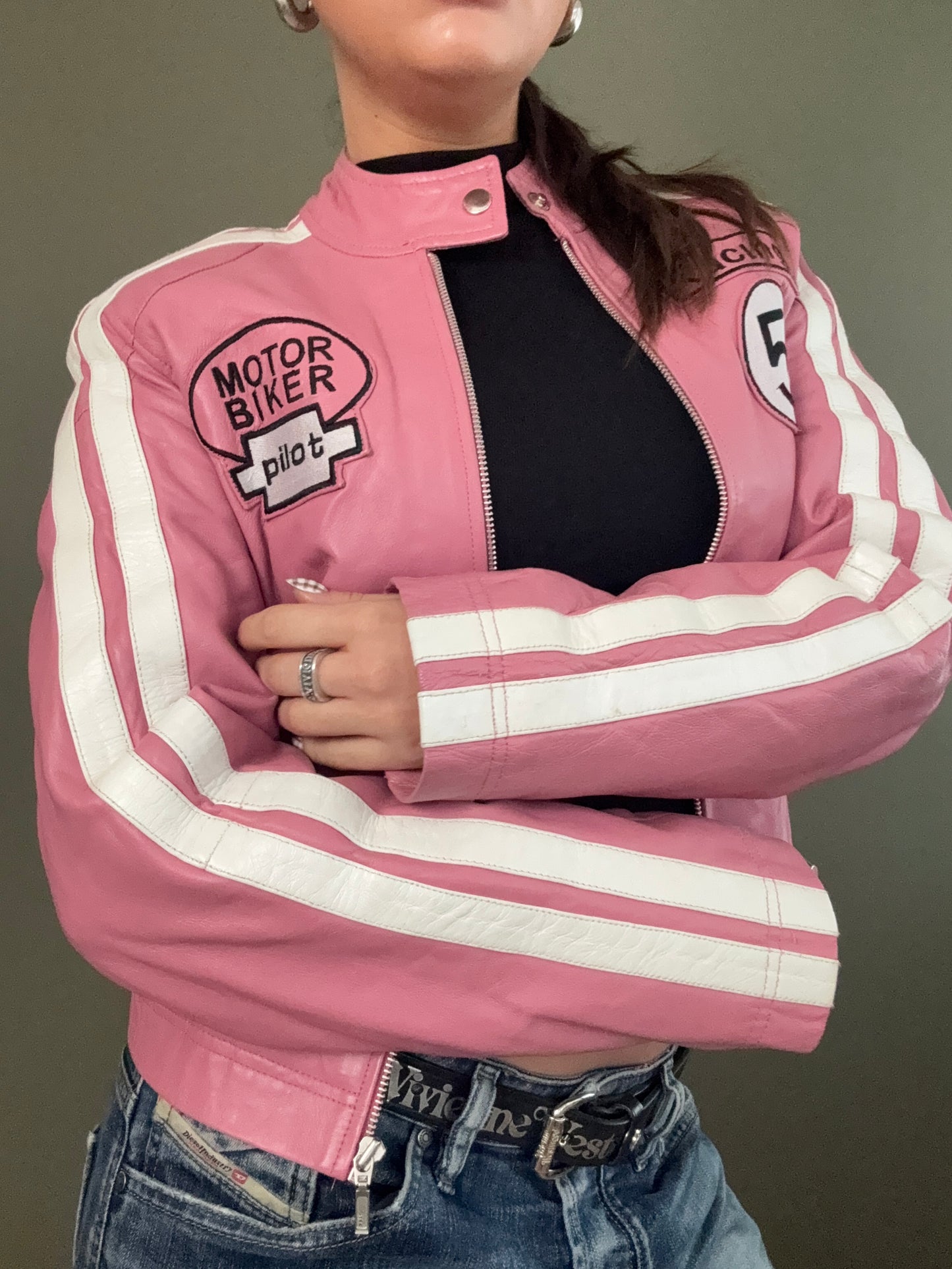 Pink Leather Jacket (UK10)