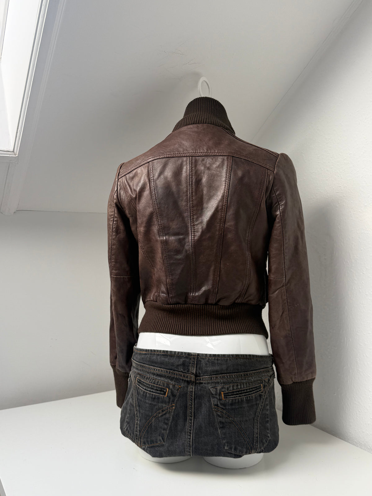 Vintage Brown Leather Bomber Jacket (UK12)