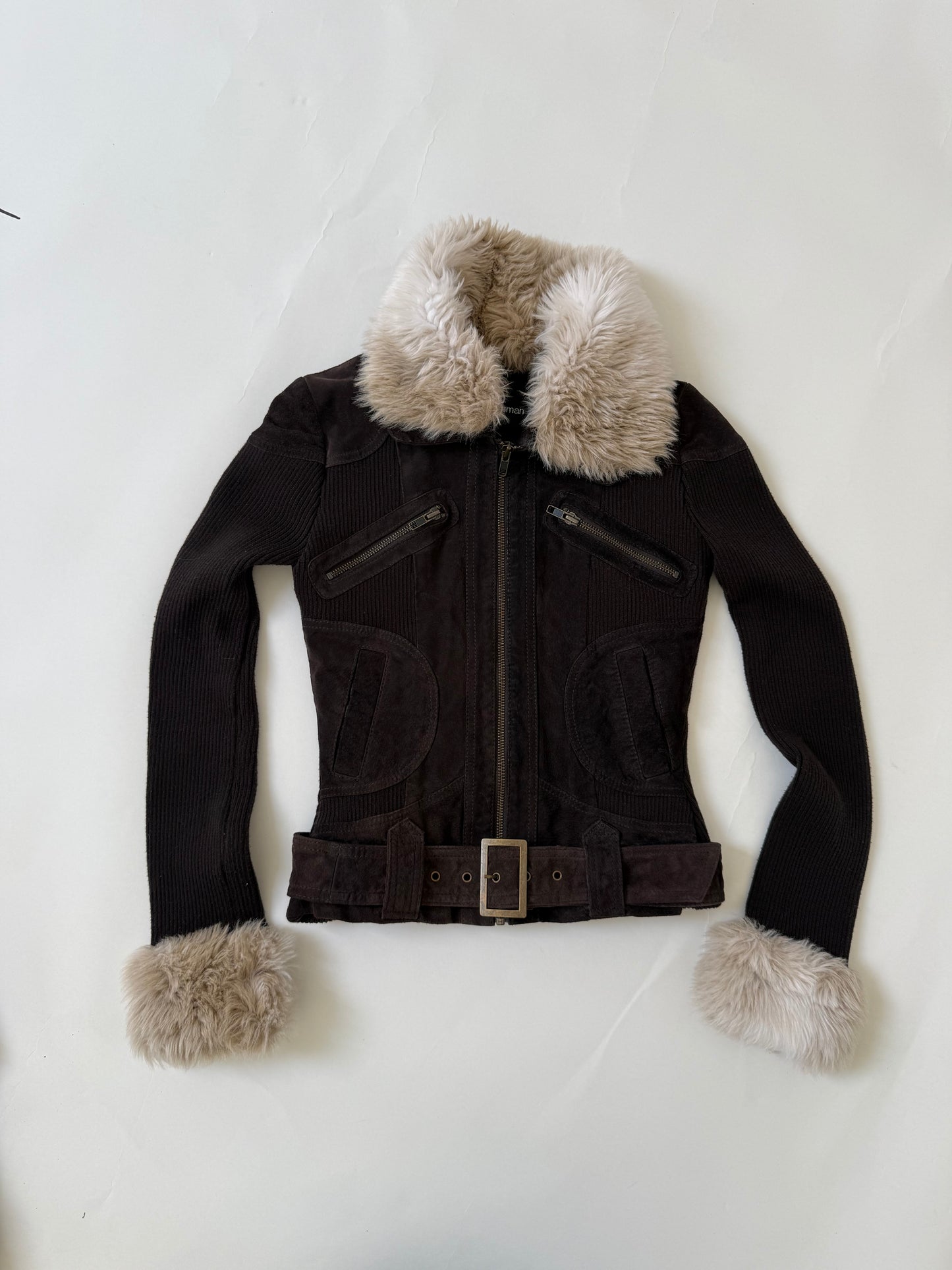 Jane Norman Suede, Faux Fur Buckle Jacket (UK6)