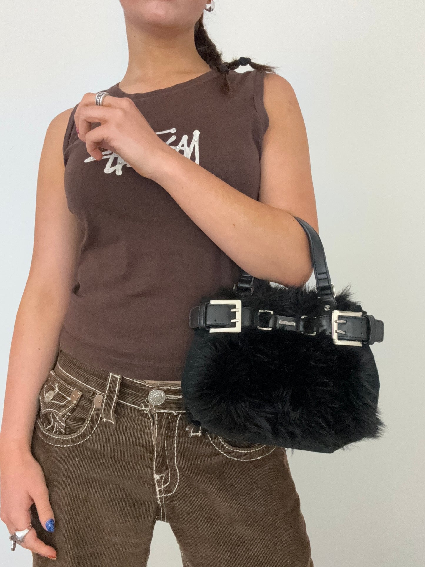 Black Faux Fur Mini Bag