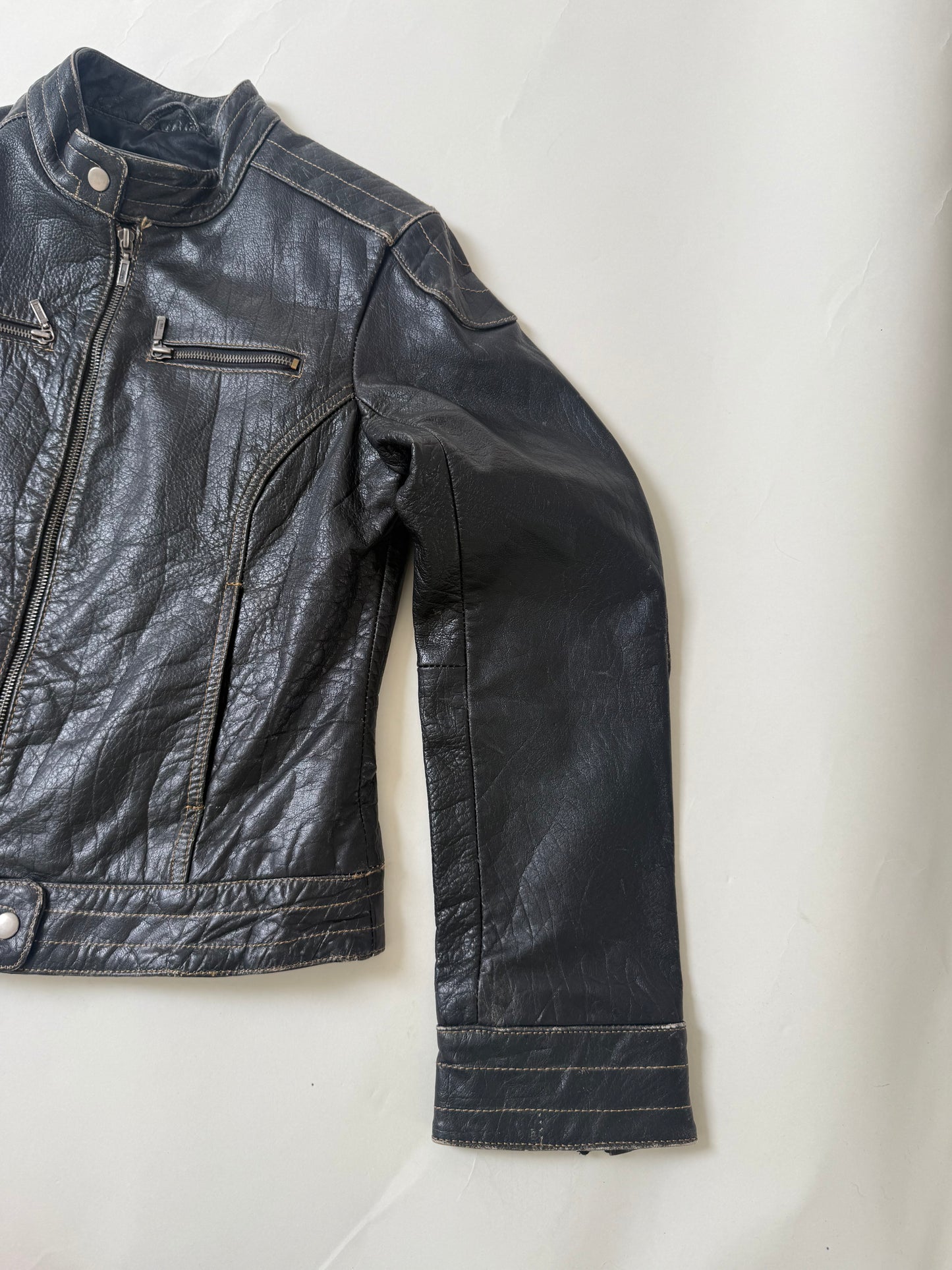 Leather Biker Jacket (L)
