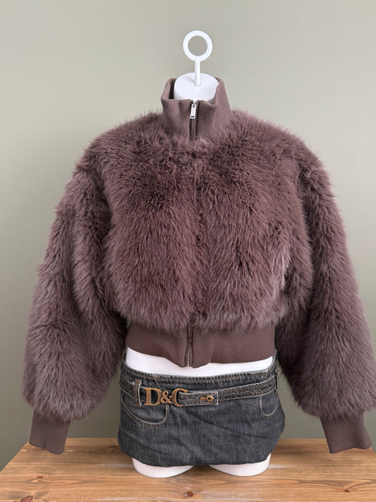 Faux Fur Bomber Jacket (M)
