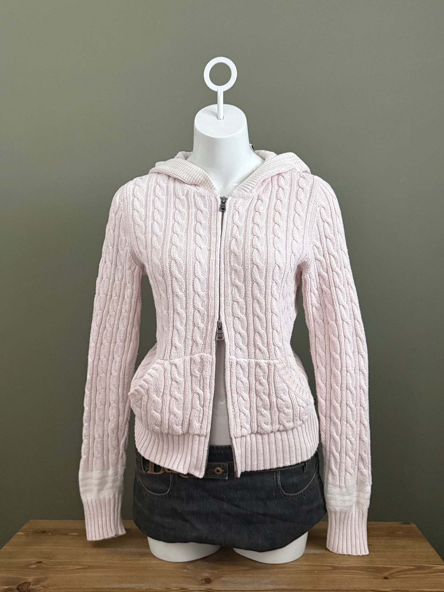 Baby Pink Ralph Lauren Cable Knit Jumper (M)