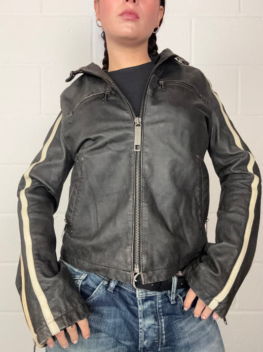 Vintage Leather Biker Jacket (M)