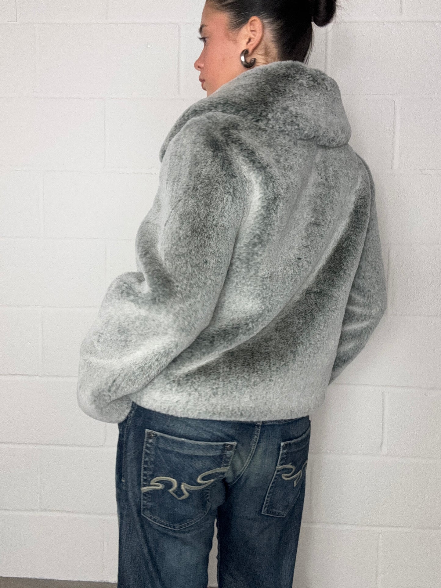 Grey Faux Fur Jacket