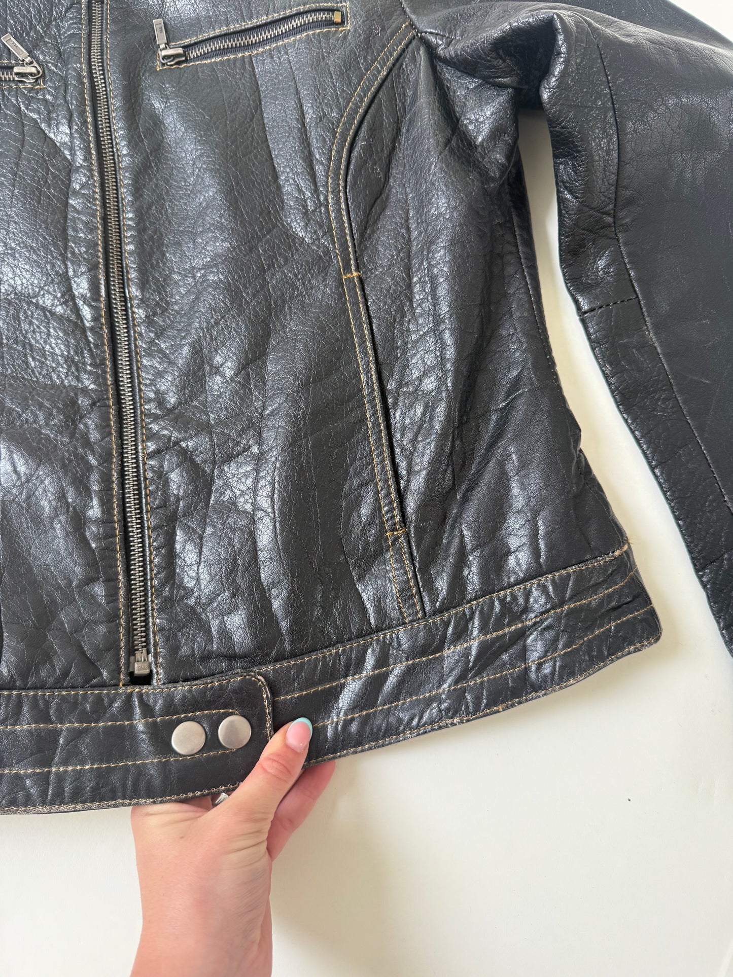 Leather Biker Jacket (L)