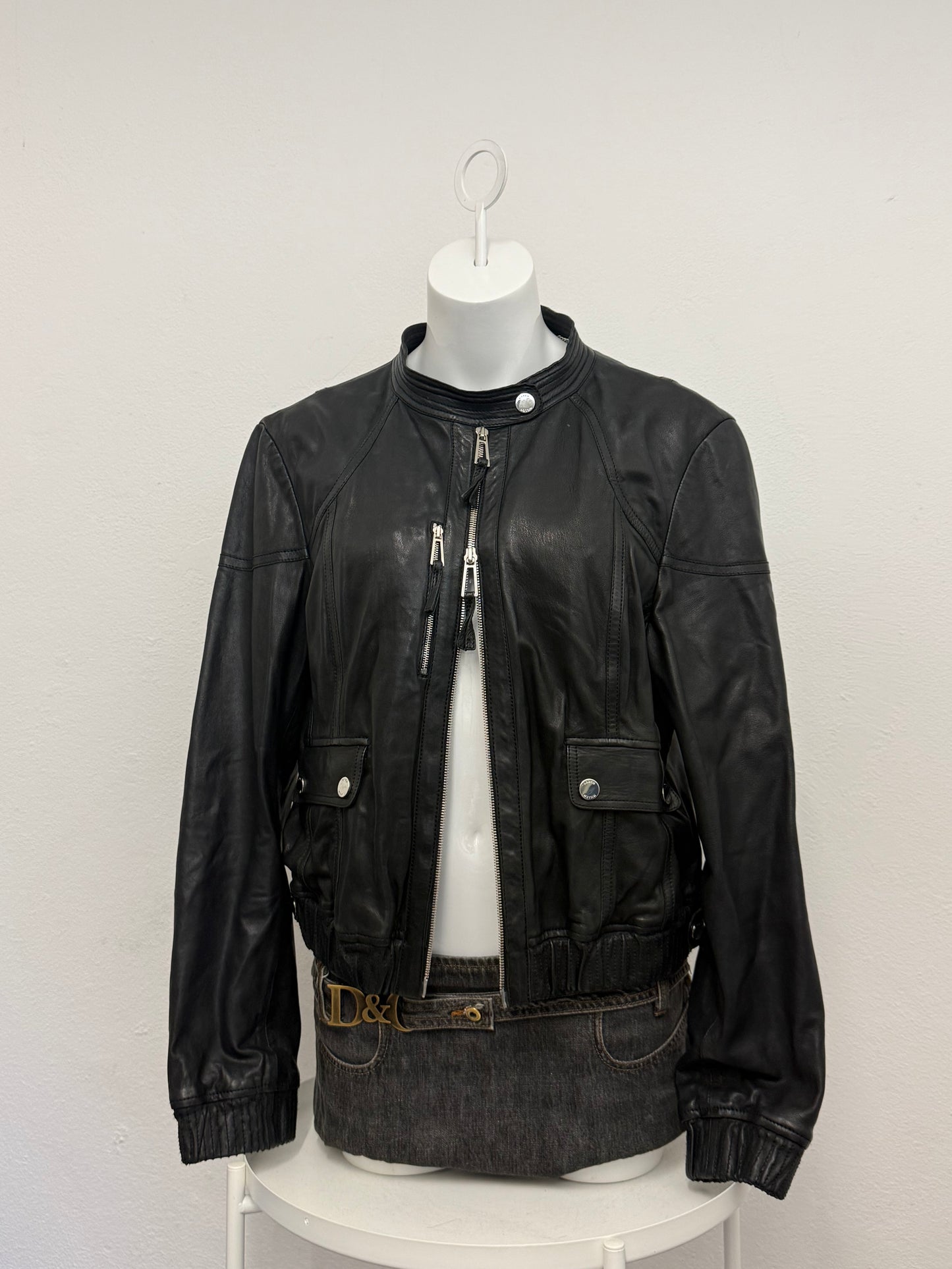 Karen Millen Leather Bomber Jacket (M)