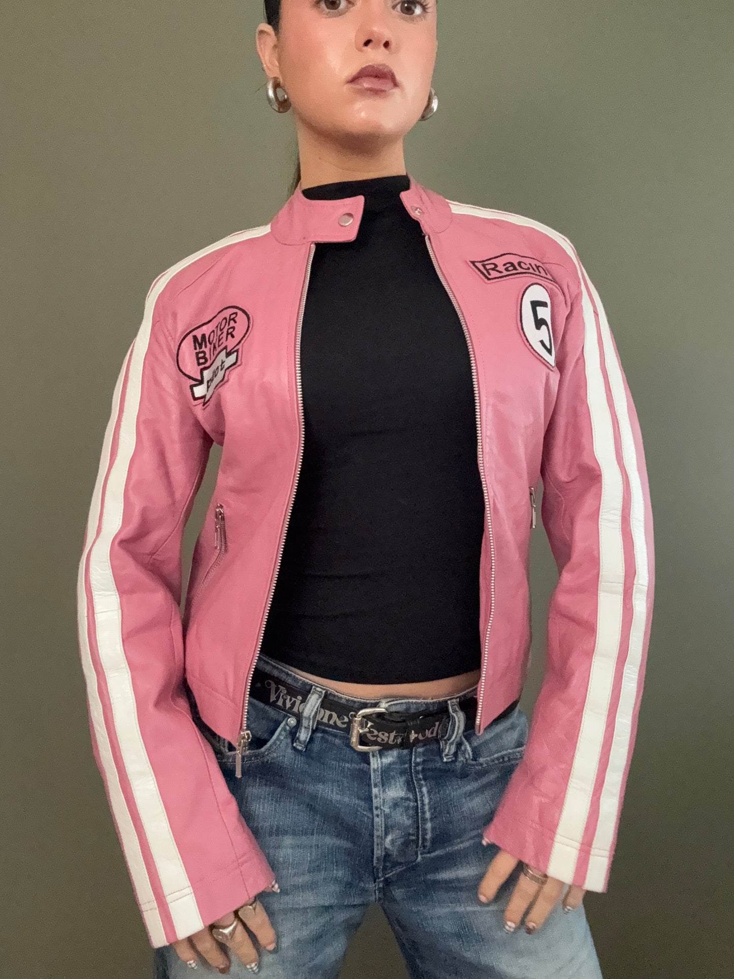Pink Leather Jacket (UK10)