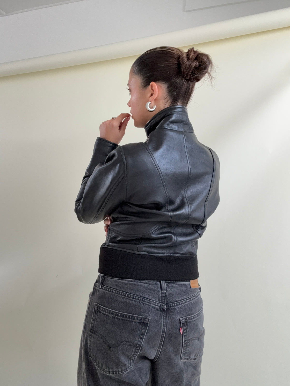 Vintage Leather Buckle Jacket (M)