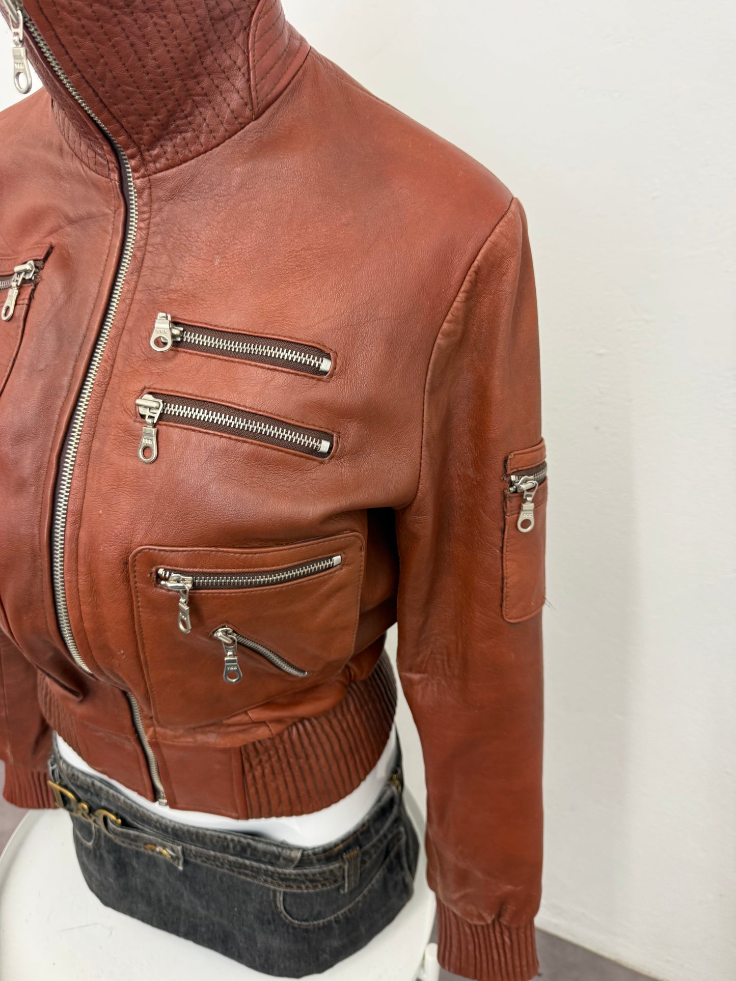 Leather Cargo Jacket (L)