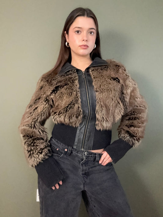 Faux Fur Bomber Jacket (M)