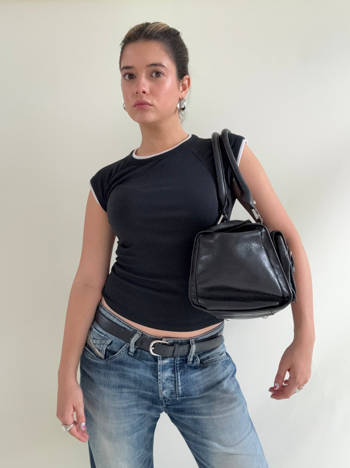 Karen Millen Leather Cargo Handbag