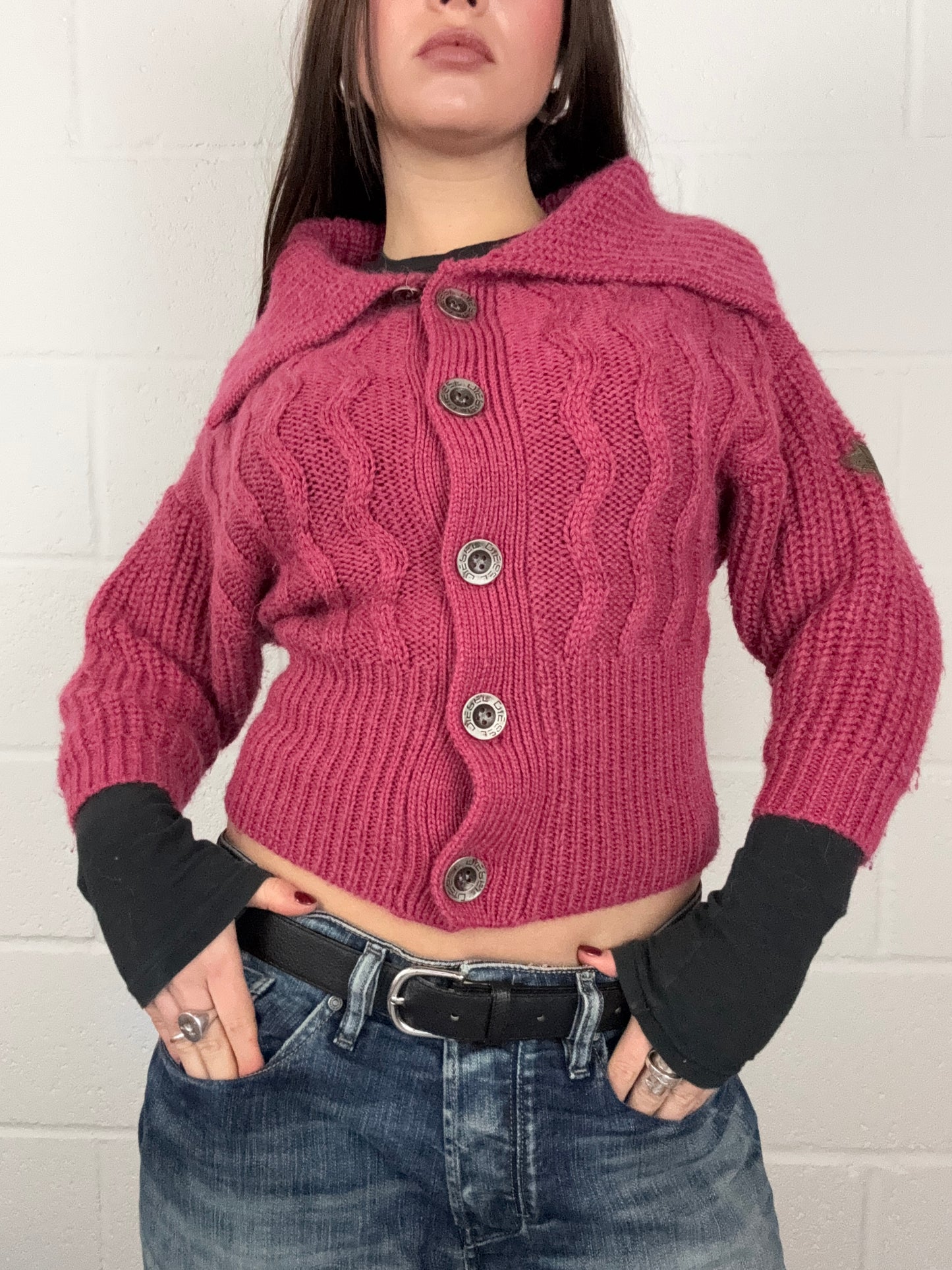 Diesel Pink Knitted Cardigan (S)