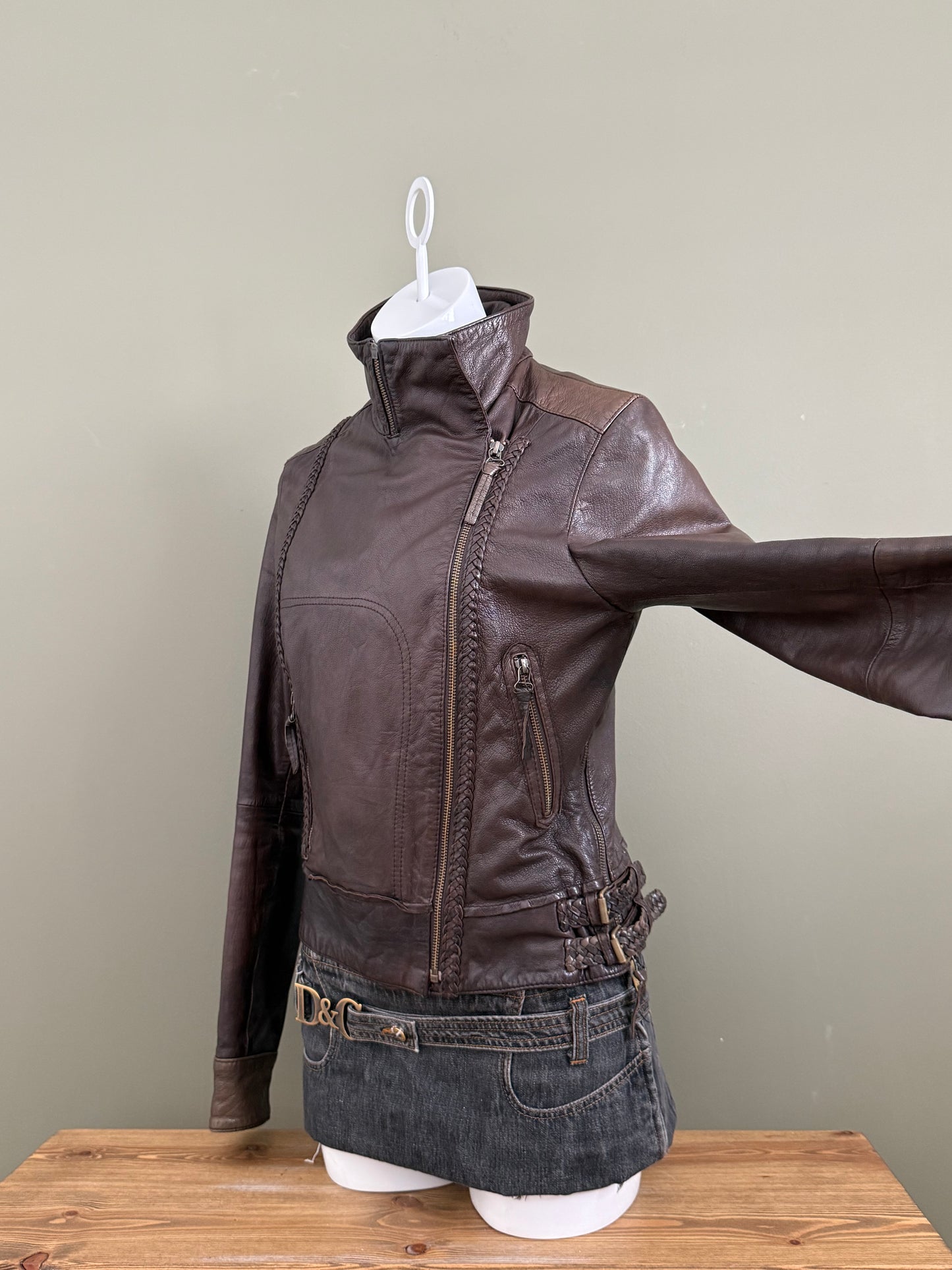 Allsaints Leather Braided Jacket (UK12)