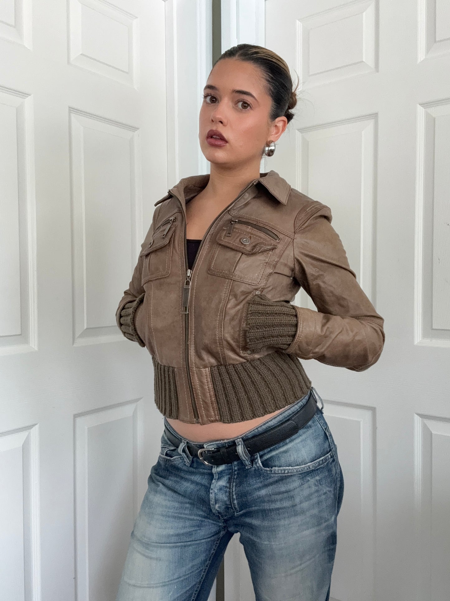 Leather Bomber Jacket (UK10)