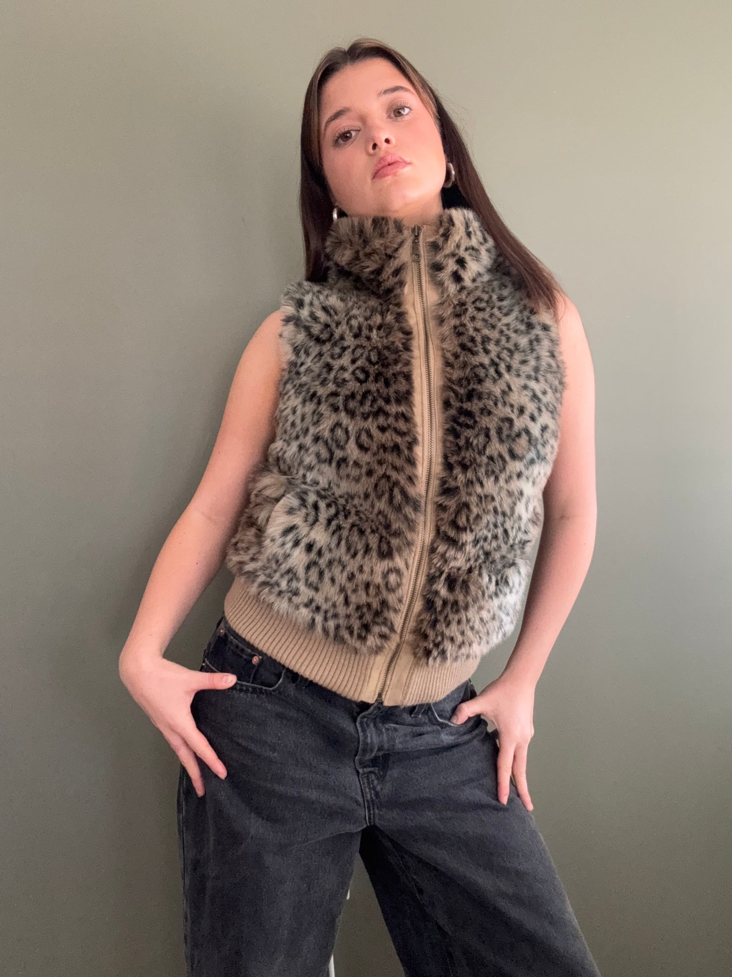 Faux Fur Leopard Gilet (UK10)