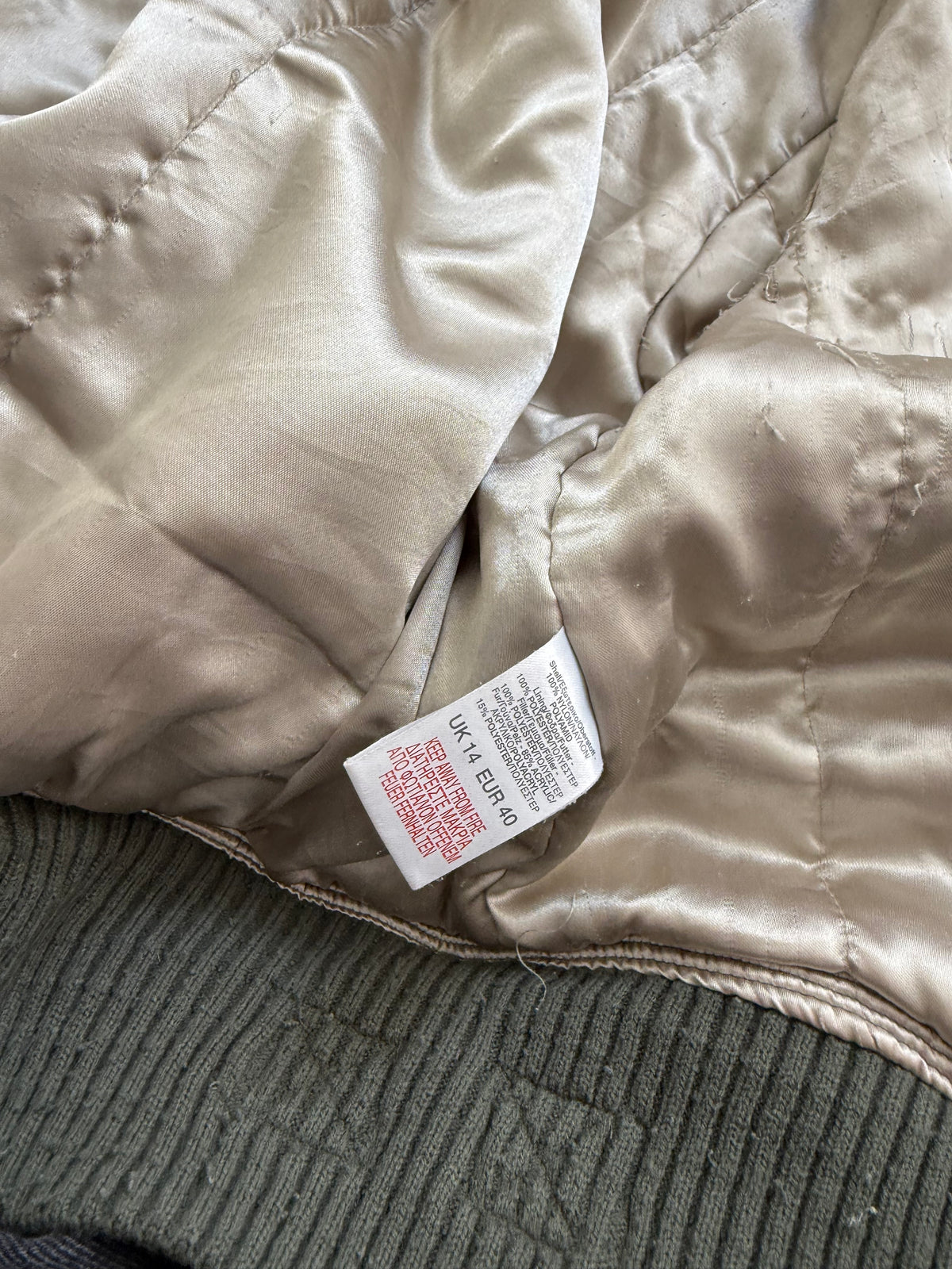 Khaki Y2K Bomber Jacket (UK14)