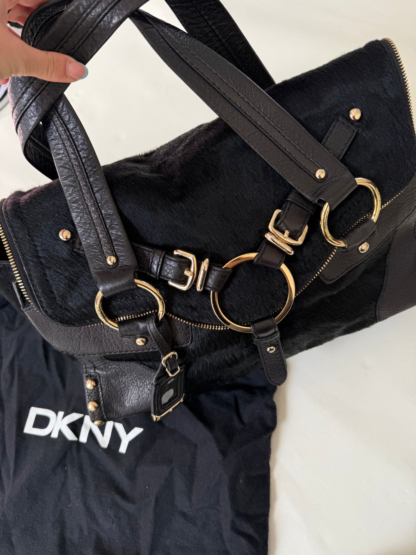 DKNY Pony Hair Studded Handbag