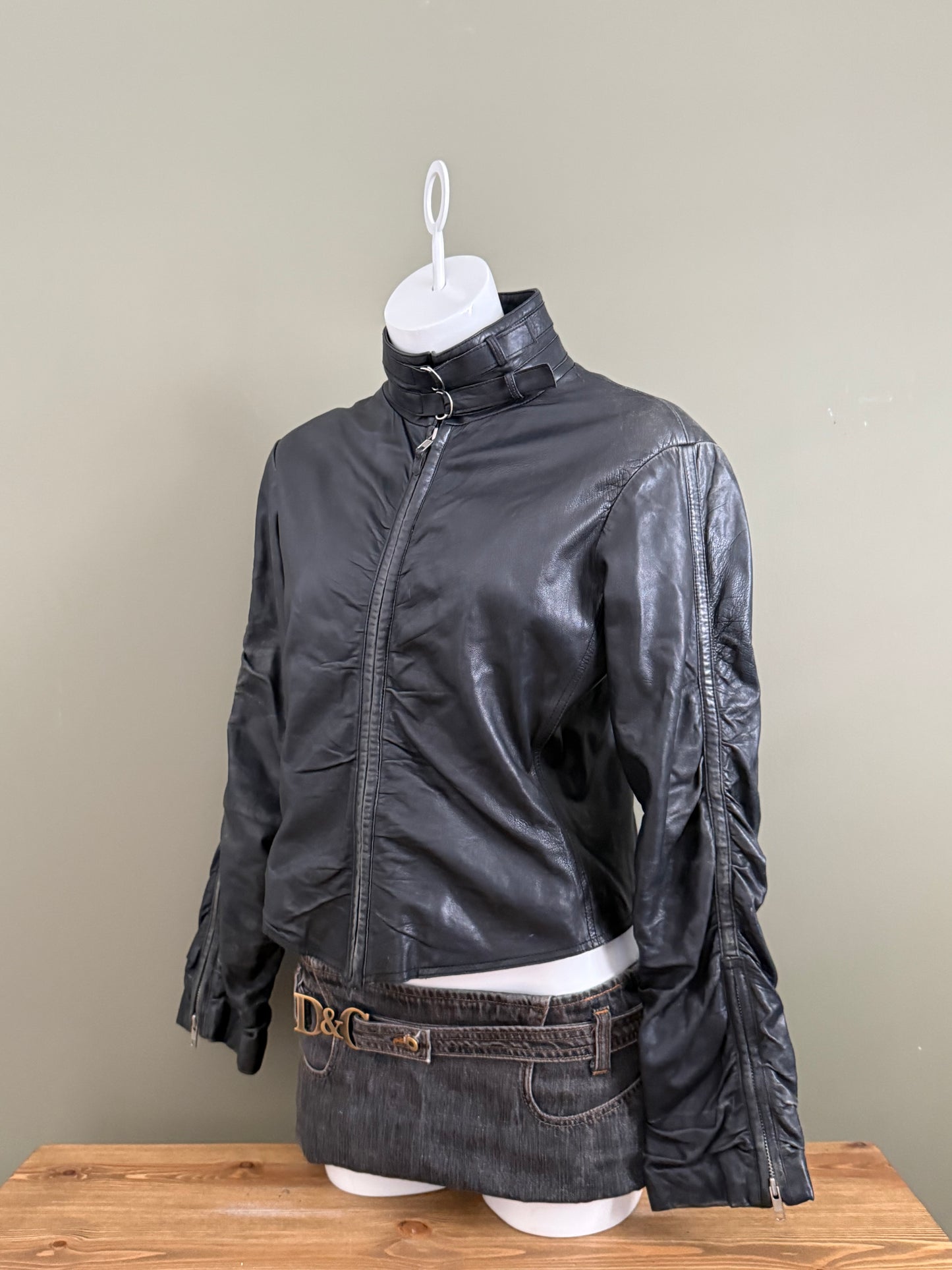 Leather Ruched Jacket (UK14)