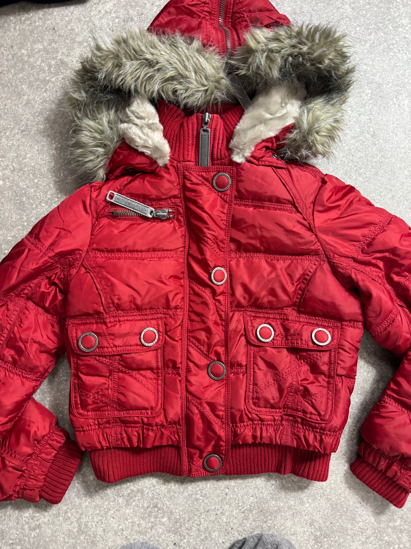 Red Y2K Puffer Jacket (UK14)