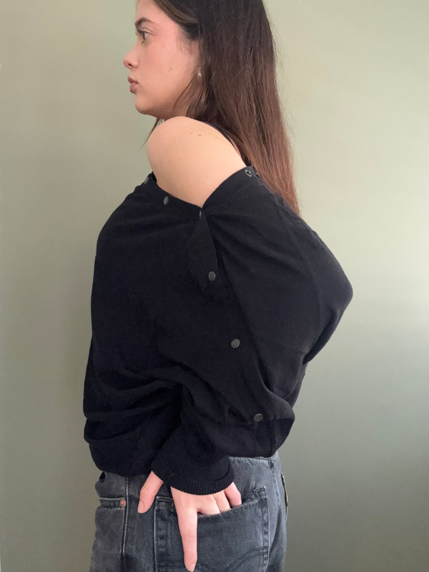 Allsaints Popper Detail Bat Wing Jumper (L)