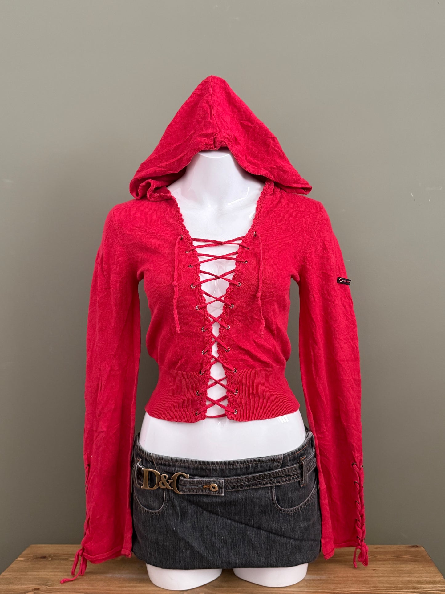DKNY Hooded Lace Up Jumper (M)
