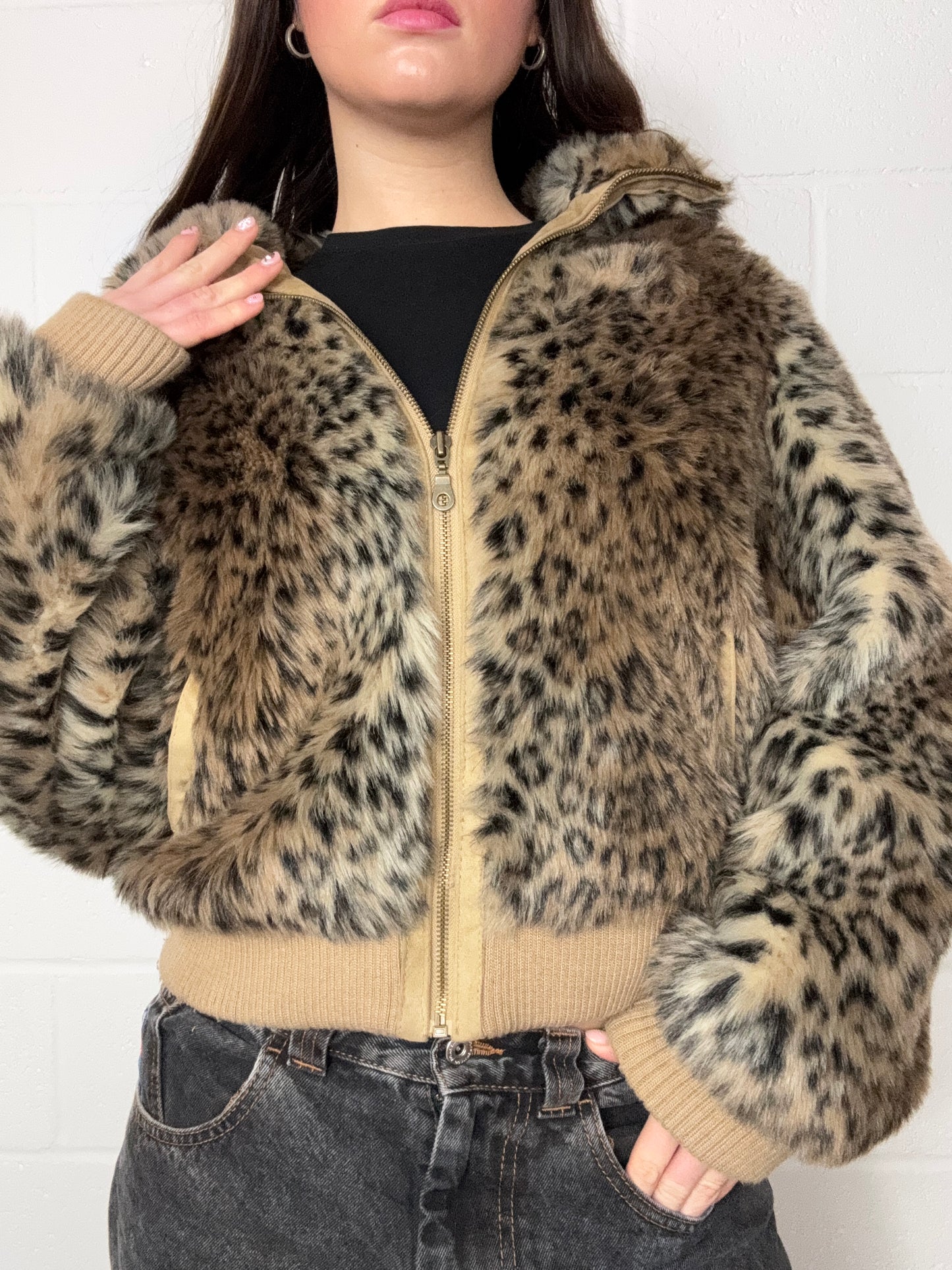 Leopard Print Faux Fur Jacket (UK14)