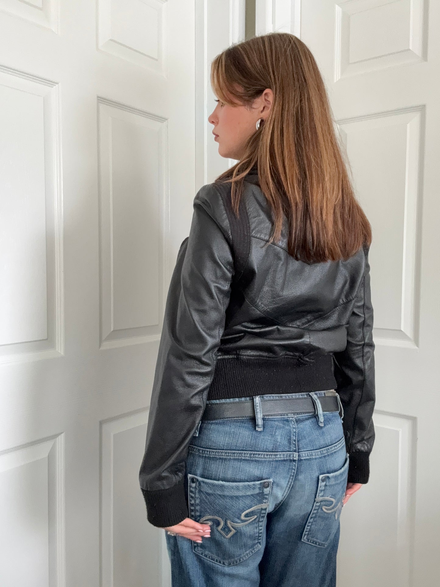 Bench Leather Bomber Jacket (M)