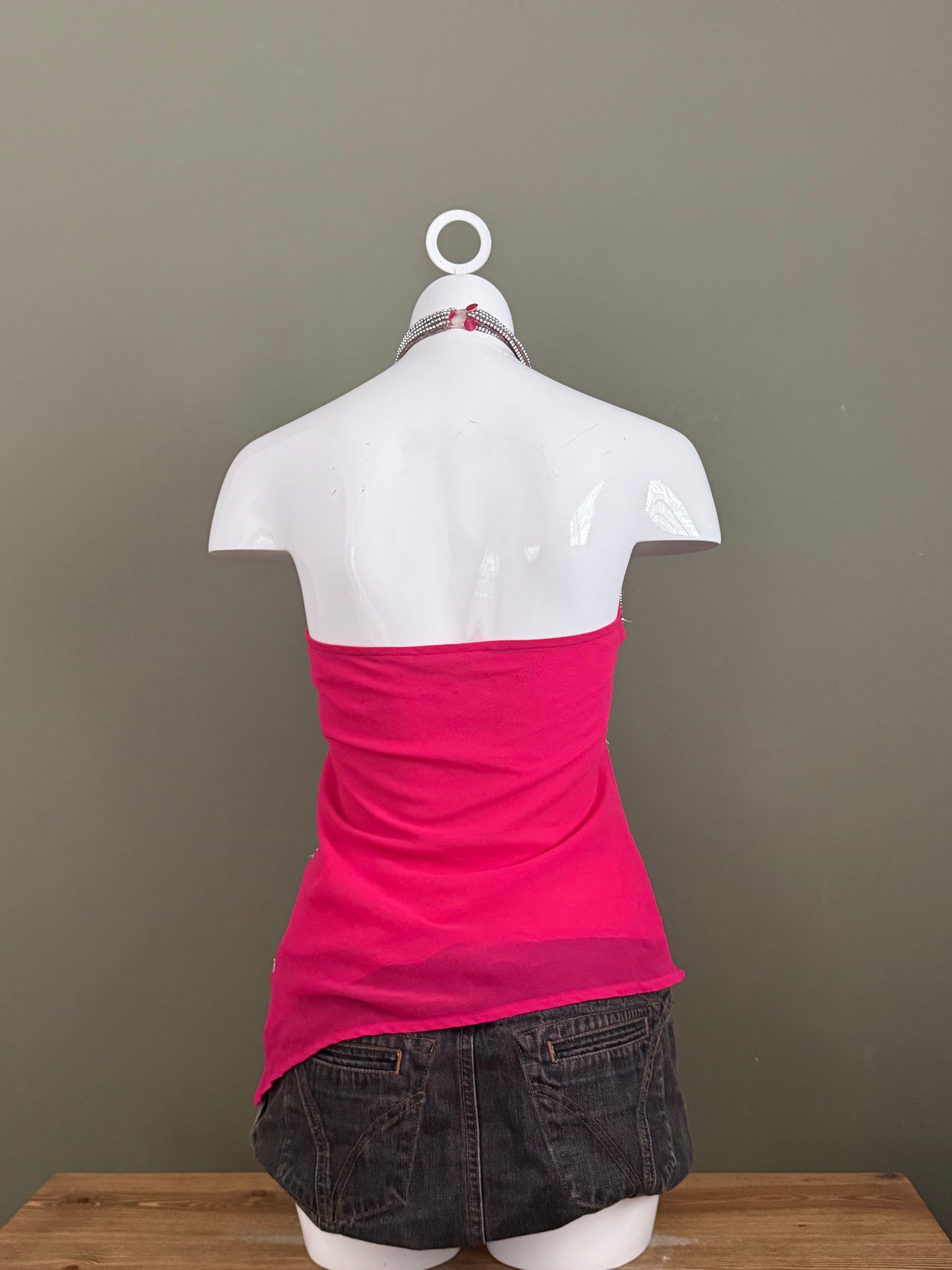 Halterneck Mesh Sequin Top (UK10)